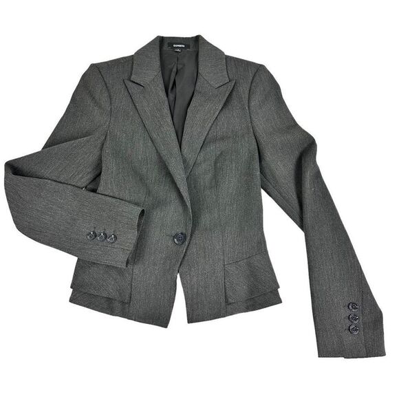 Express Gray One Button Short Blazer size 2 - Picture 3 of 9